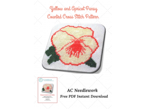 Pansy In Apricot and Yellow Cross Stitch Design
