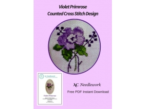 Violet Primrose Counted Cross Stitch Design
